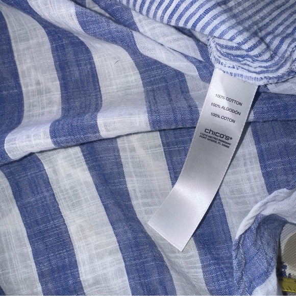 Chico's Blue and White Striped Blouse, Sz 2 or L 12 - Picture 9 of 9
